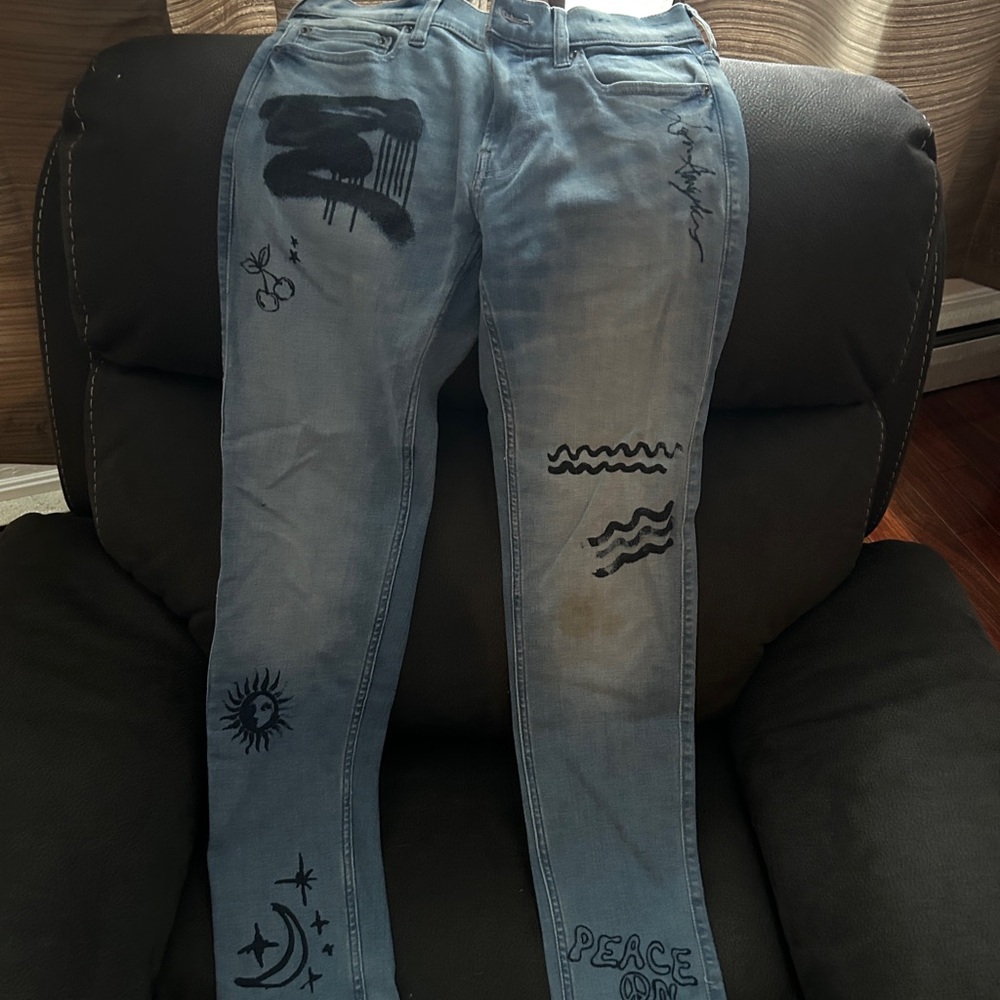 Custom Graphic Blue Jeans